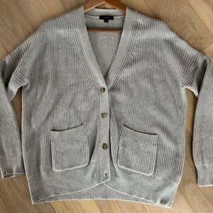 J. Crew (Fall 2021) Cotton Cashmere Knit Cardigan Sweater Heather Grey V Neck XS